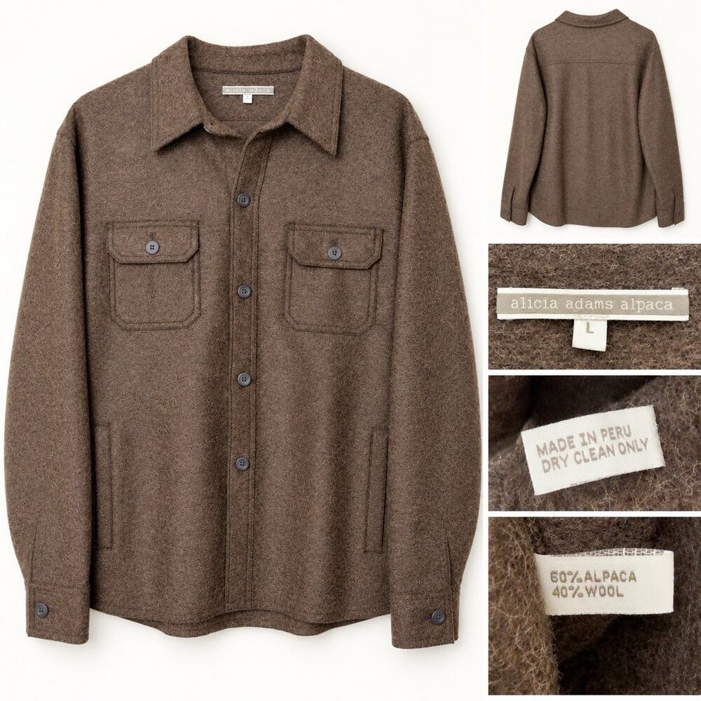 Alicia Adams Alpaca Wool Size L Osborne Jacket Shacket $695 Retail